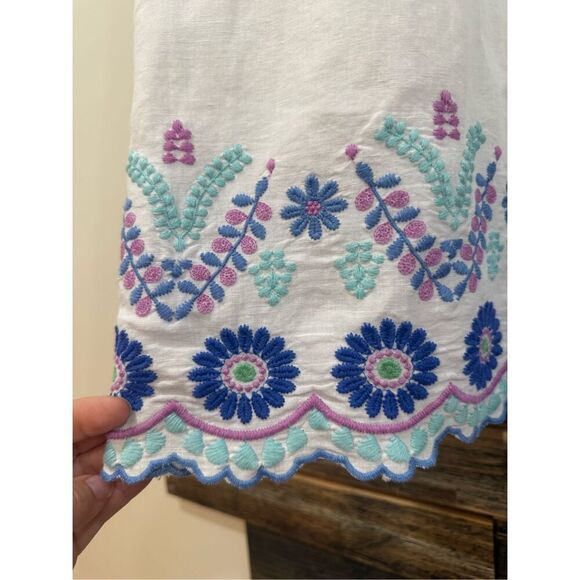 Talbots FLORAL EMBROIDERY LINEN SHIFT DRESS sz 10 - Picture 6 of 11